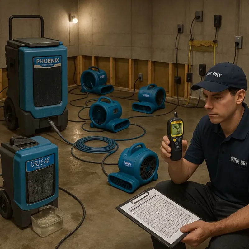 Structural Drying and Dehumidification process in Cana, VA